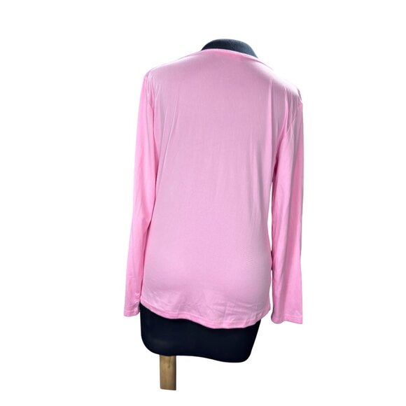 Womens Pink Long-Sleeve Scoop Neck Top By Ekouaer Size L Lightweight & Comfortab - Picture 3 of 10